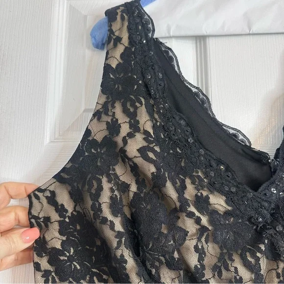 Elegant Black Lace & Chiffone Ruffle Women's Cocktail Dress Plus Size 18W - Picture 15 of 15